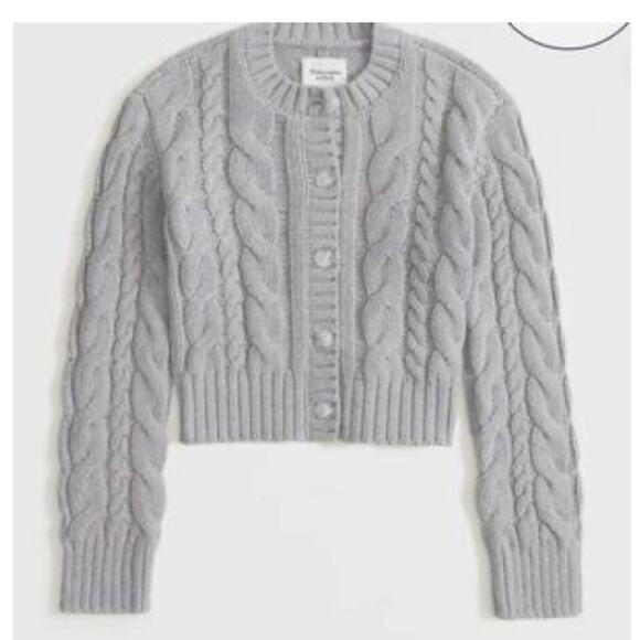Abercrombie & Fitch Sweaters - Abercrombie Gray Cable Knit Cropped Cardigan Sweater